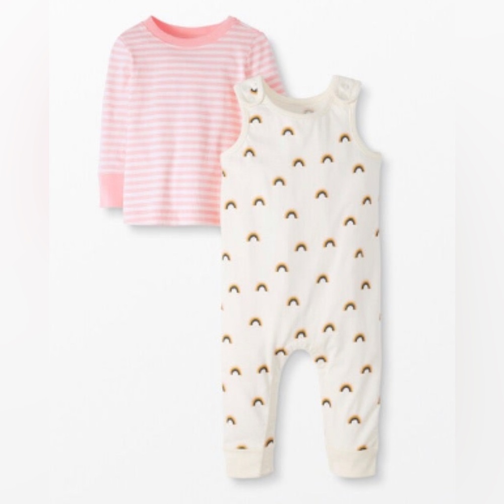 Hanna Andersson Rainbow overall and tee set